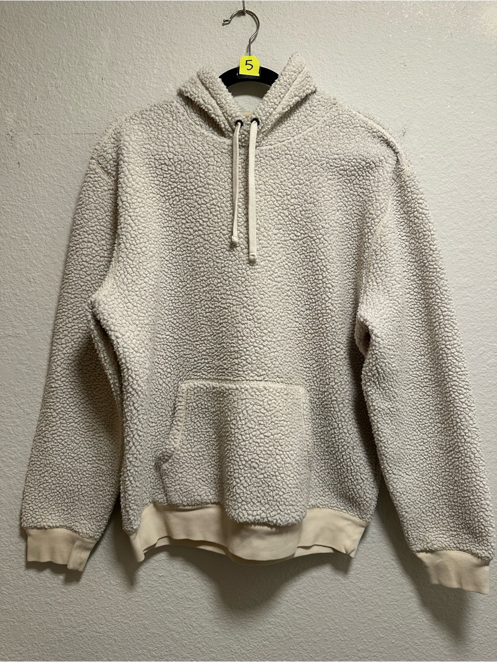 GAP Men’s Large Sherpa Fleece Hoodie Cream Ivory Ultra Soft Pullover Cozy